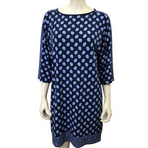 MICHAEL KORS Navy Blue‎ 3/4 Dolman Sleeve Geometric Paisley Print Shift Dress MD